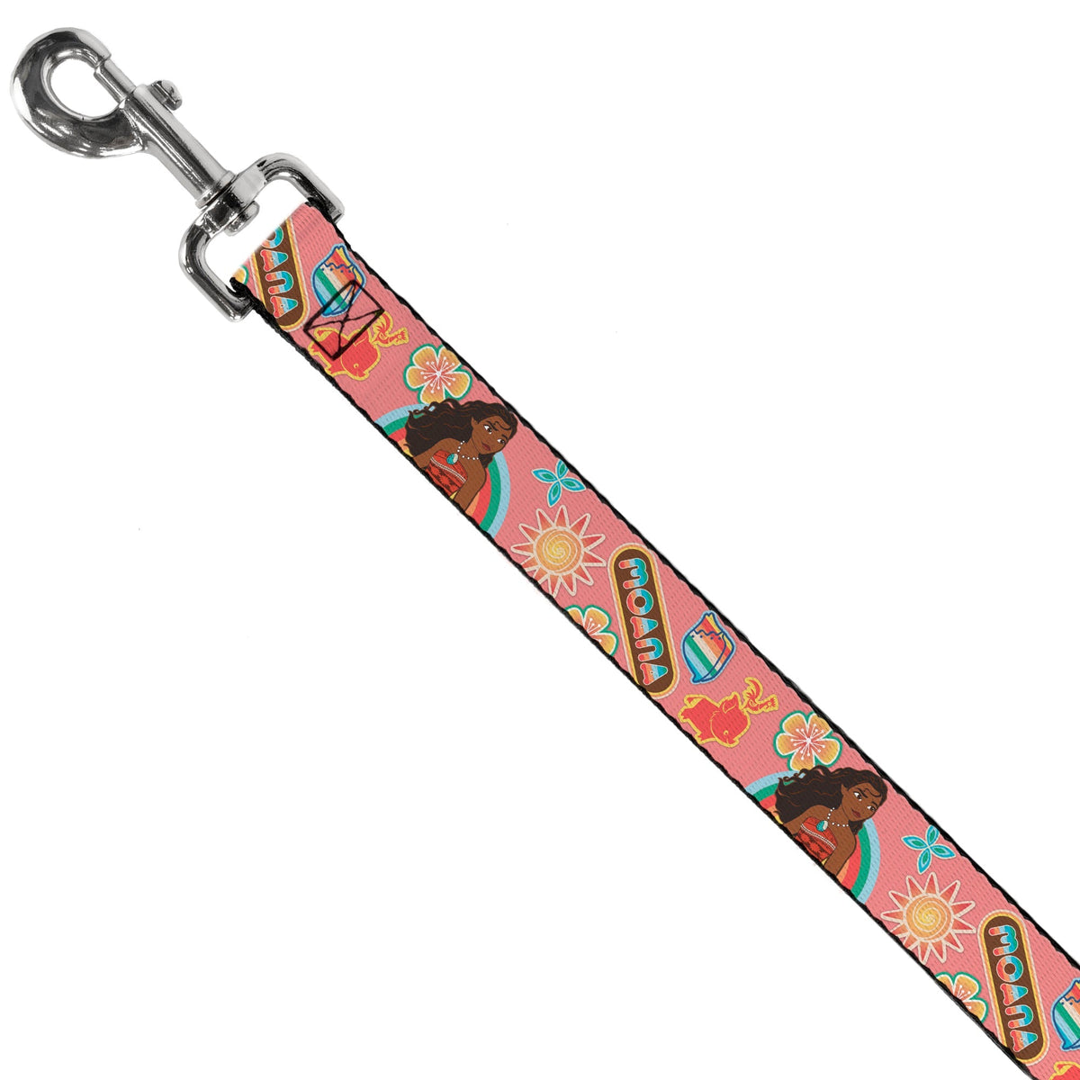 Dog Leash - Moana Pose and Icons Collage Pink 