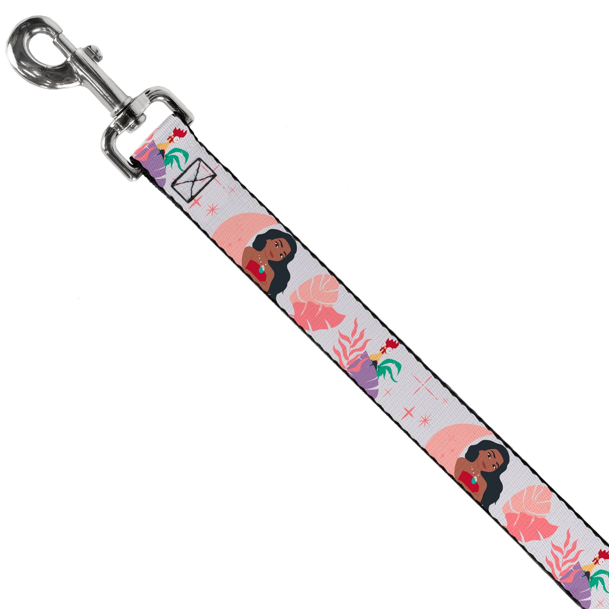 Dog Leash - Moana and Hei Hei Poses with Flowers Beige/Orange - HT Animal Supply