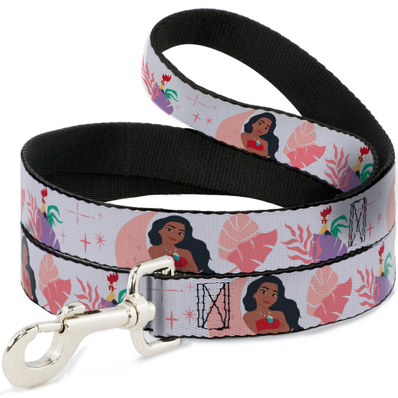 Dog Leash - Moana and Hei Hei Poses with Flowers Beige/Orange - HT Animal Supply