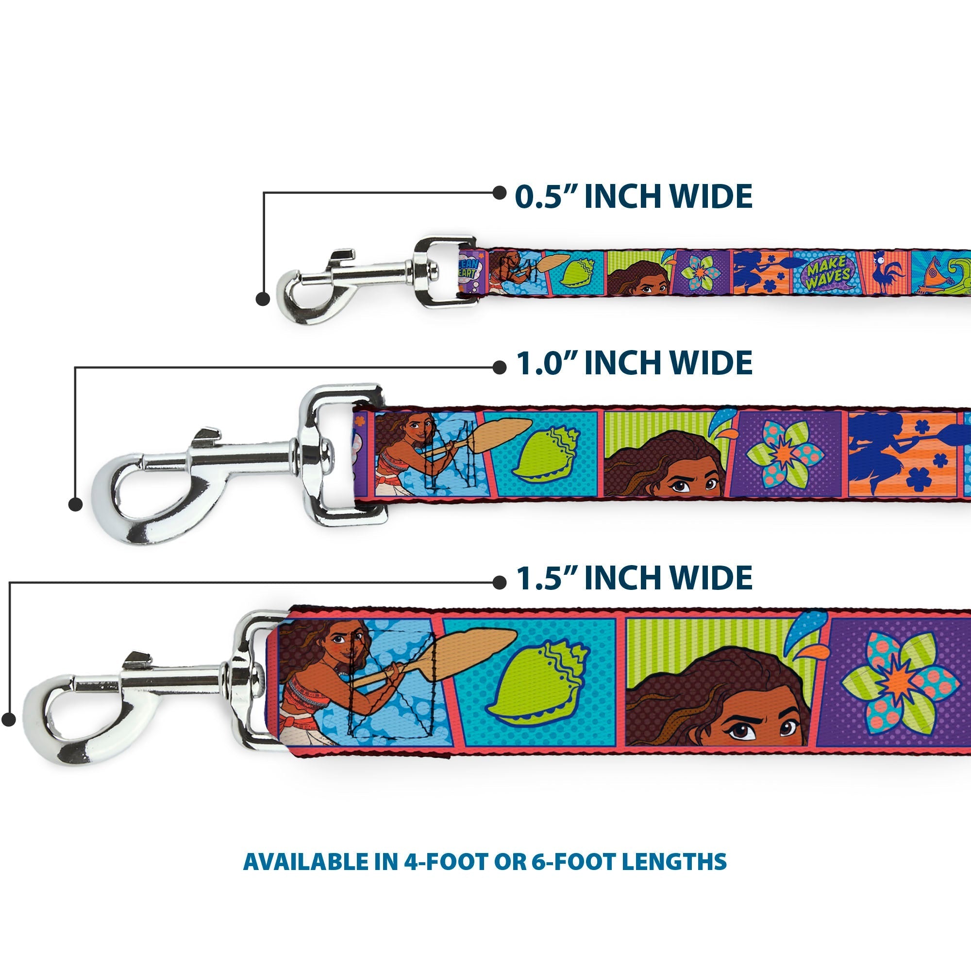 Dog Leash - Moana MAKE WAVES Scene Blocks Blues/Orange 