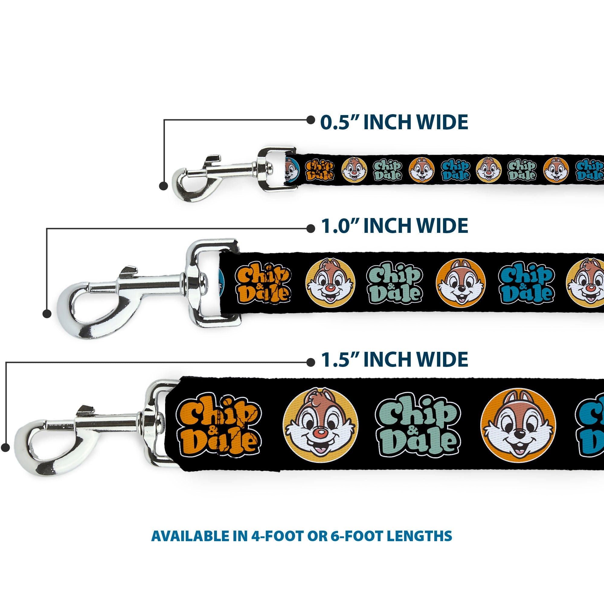 Dog Leash - CHIP & DALE Expression Bubbles Black/Multi Color
