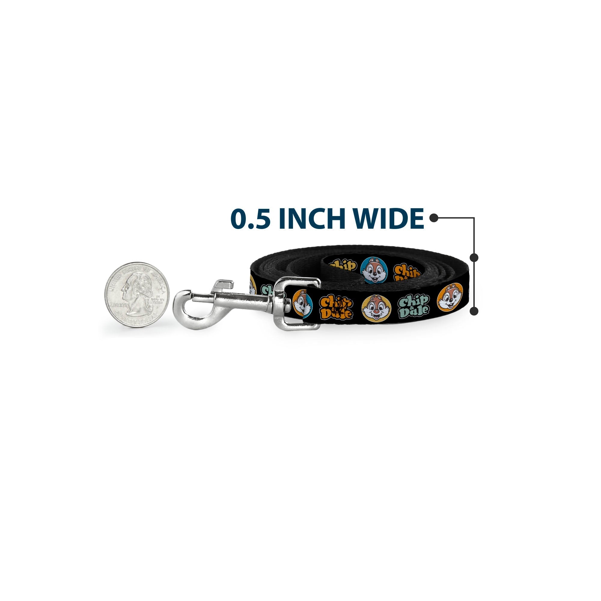 Dog Leash - CHIP & DALE Expression Bubbles Black/Multi Color