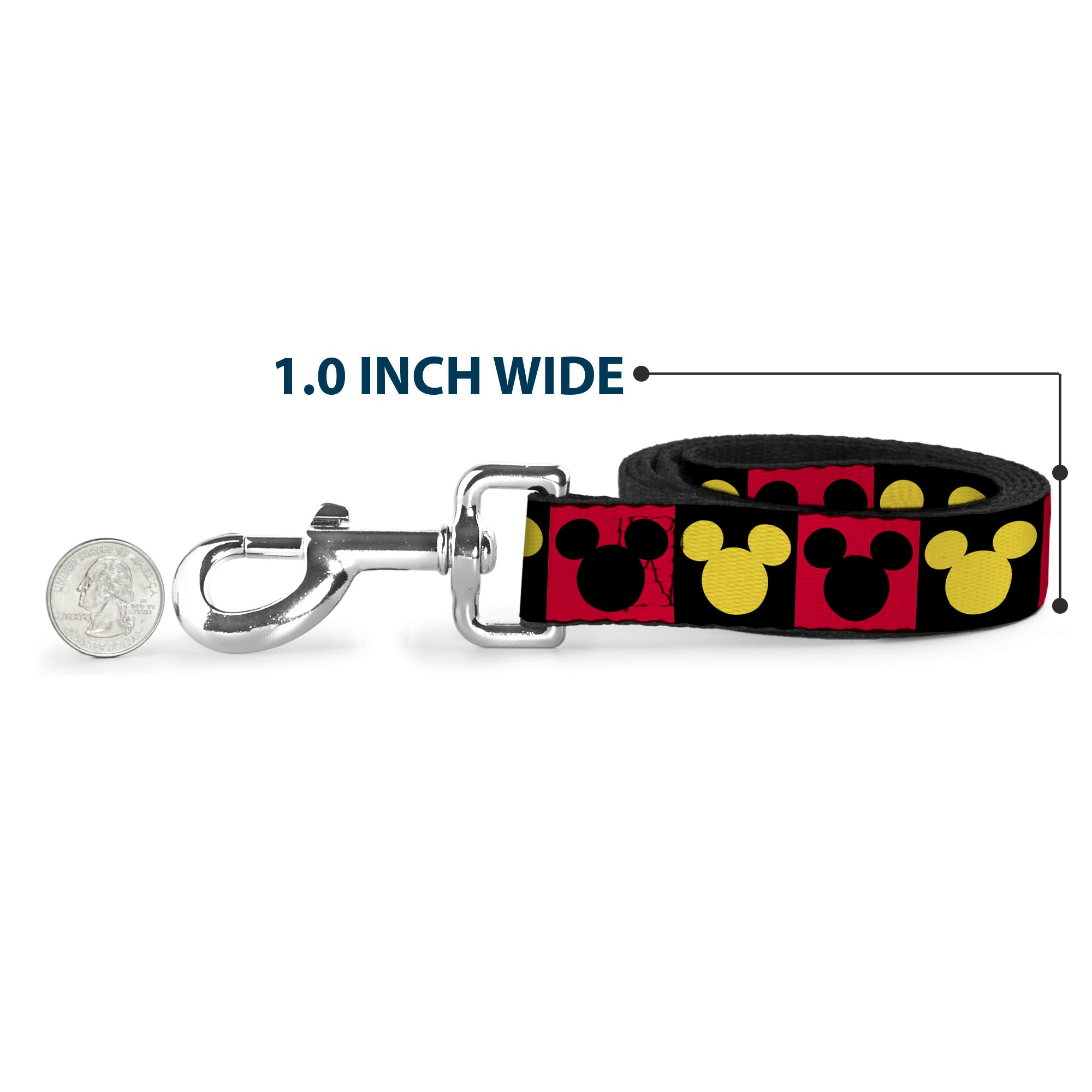 Dog Leash - Mickey Mouse Ears Icon Blocks Red/Black/Yellow