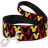 Dog Leash - Mickey Mouse Ears Icon Blocks Red/Black/Yellow