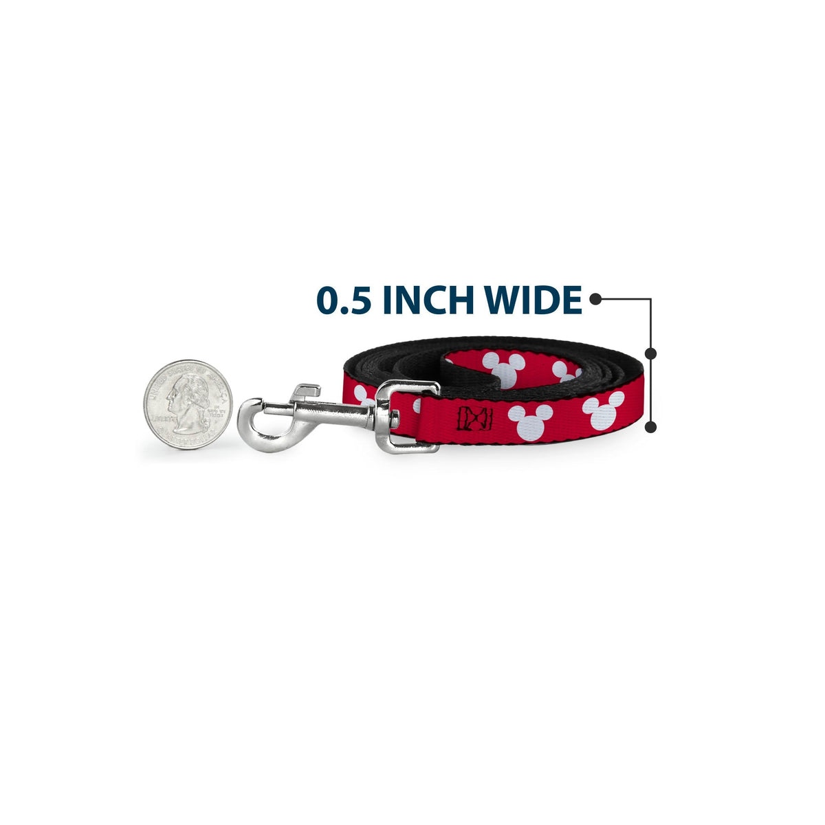 Dog Leash - Mickey Mouse Ears Icon Red/White 