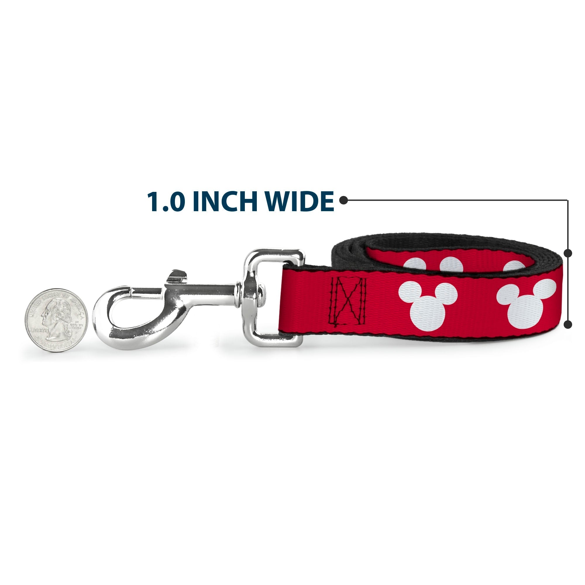 Dog Leash - Mickey Mouse Ears Icon Red/White 