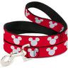 Dog Leash - Mickey Mouse Ears Icon Red/White