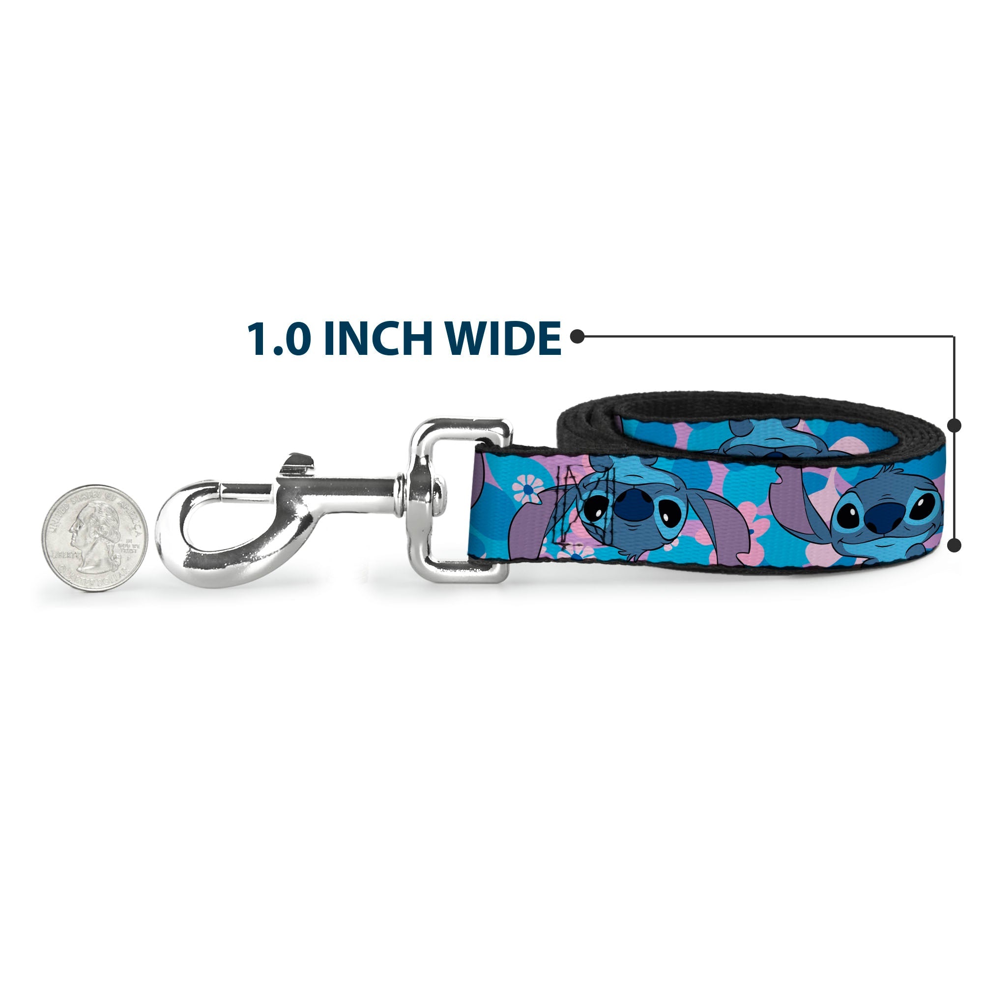 Dog Leash - Lilo & Stitch Stitch Flip Expressions Close-Up Blues/Pinks - HT Animal Supply