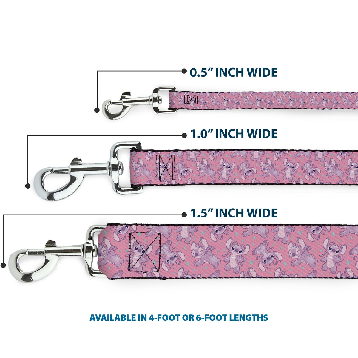 Dog Leash - Lilo & Stitch Angel Poses Scattered Pinks 