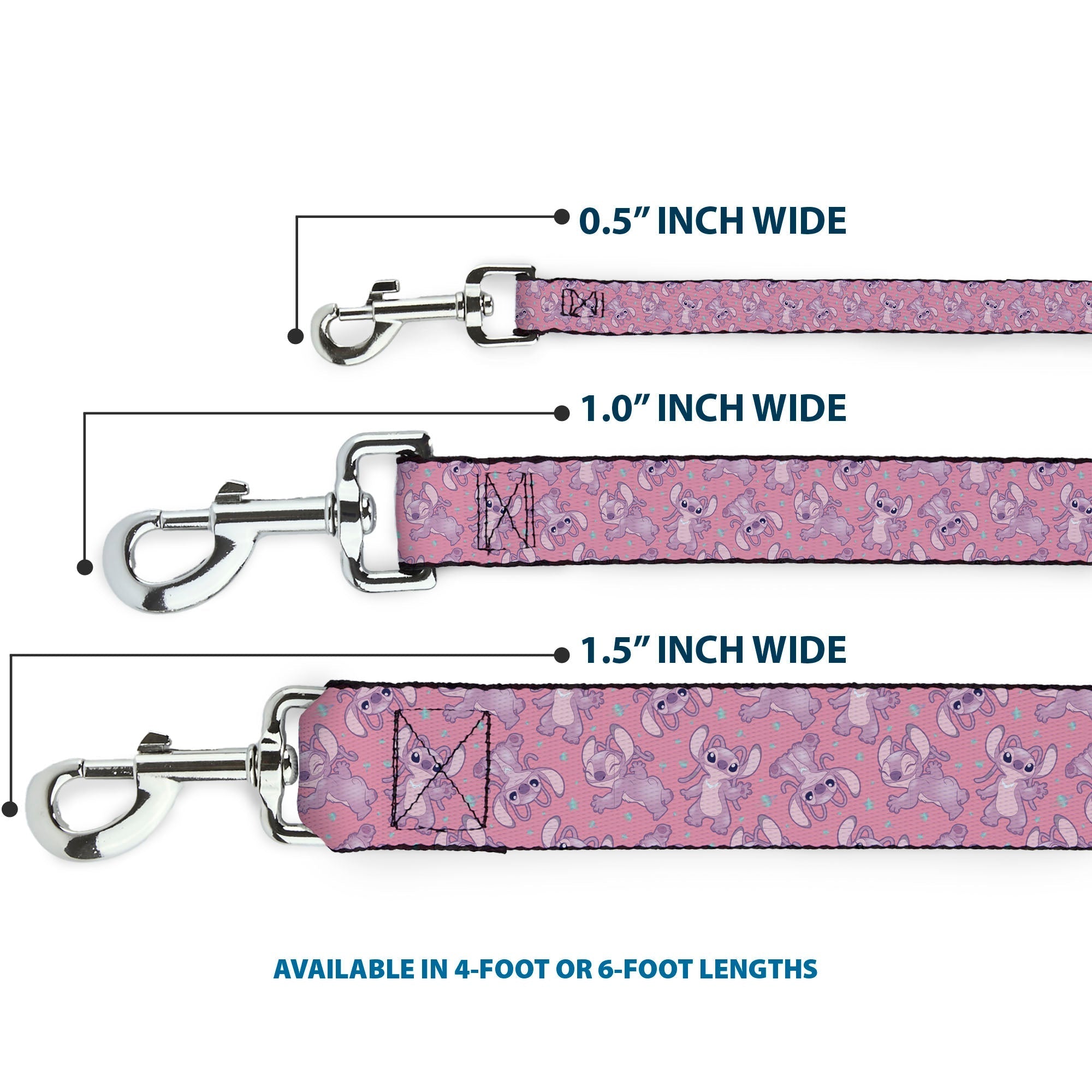 Dog Leash - Lilo & Stitch Angel Poses Scattered Pinks 