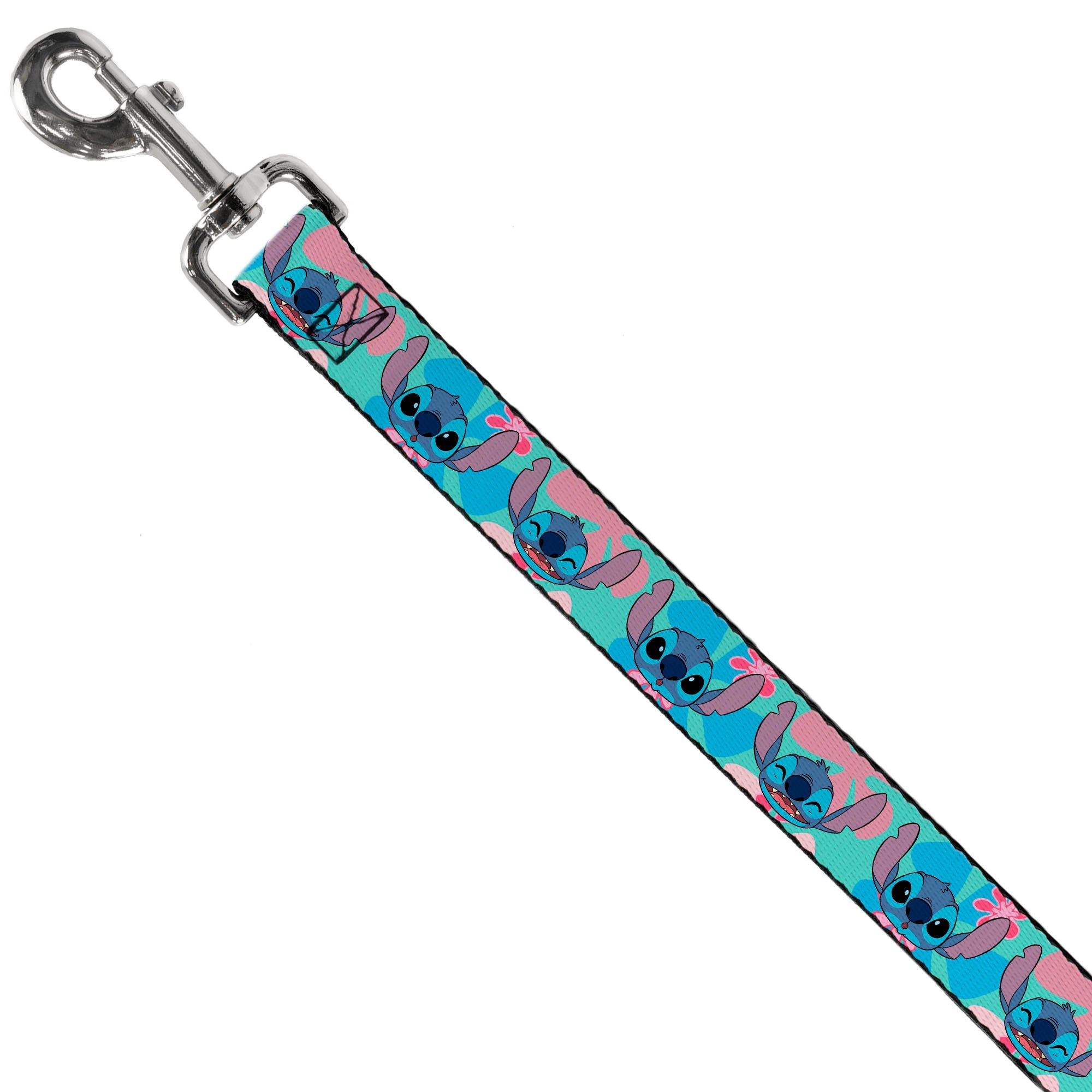 Dog Leash - Lilo & Stitch Stitch Expressions and Tropical Flowers Blues/Pinks