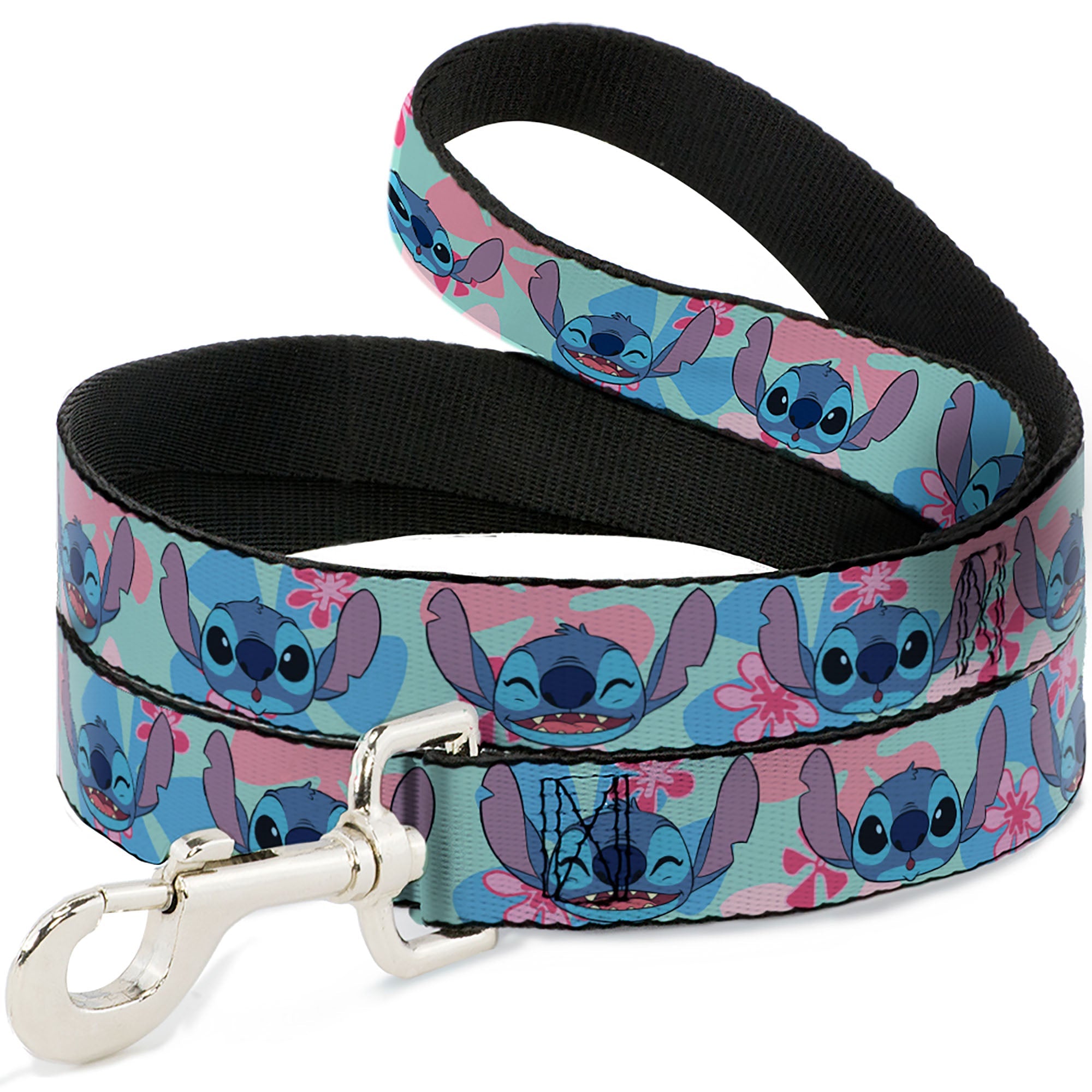 Dog Leash - Lilo & Stitch Stitch Expressions and Tropical Flowers Blues/Pinks