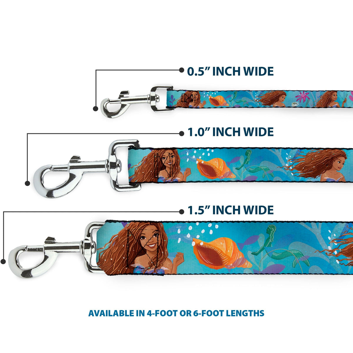 Dog Leash - The Little Mermaid Live Action Ariel Under the Sea Poses Blues 