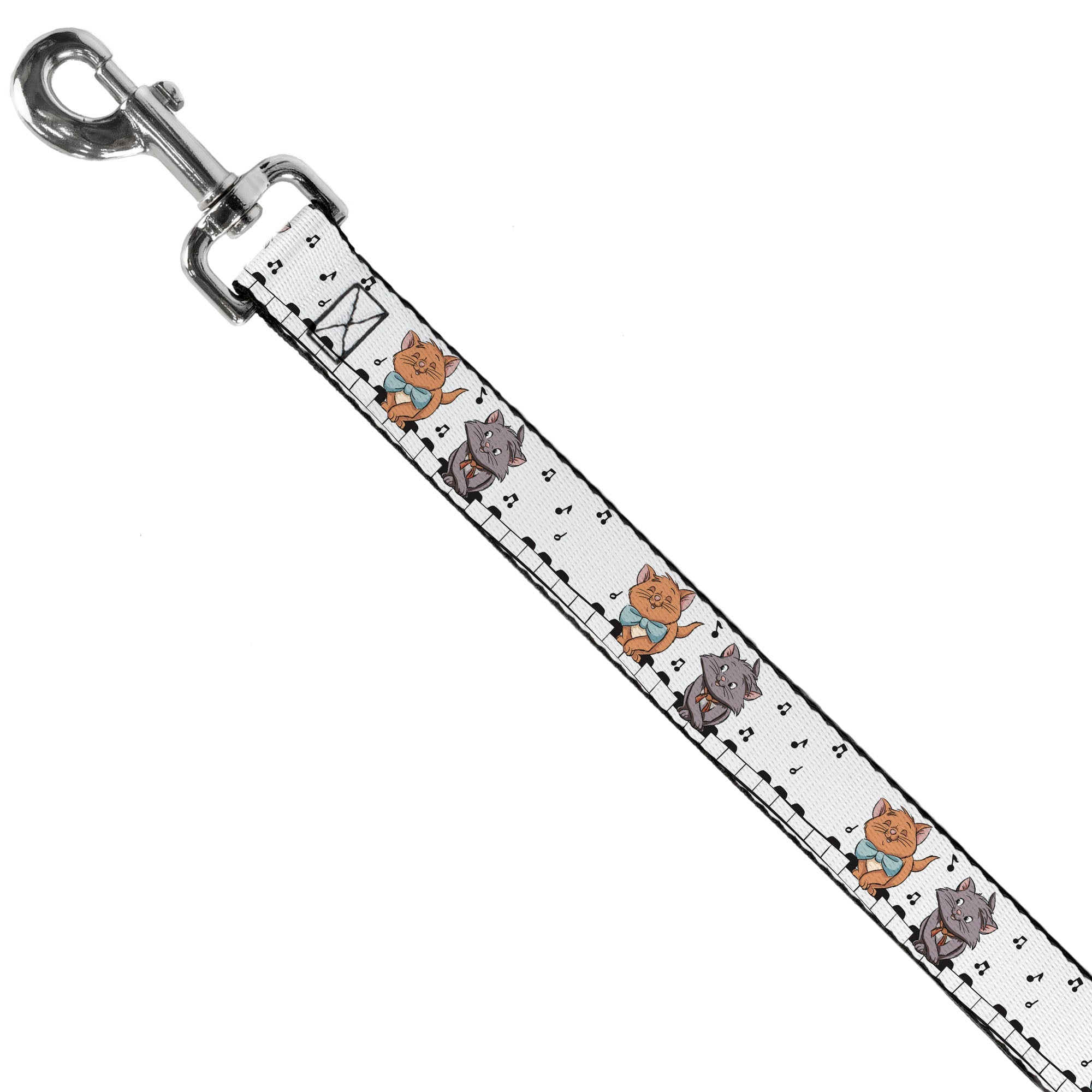 Dog Leash - Aristocats Toulouse and Berlioz Piano Pose and Musical Notes White/Black