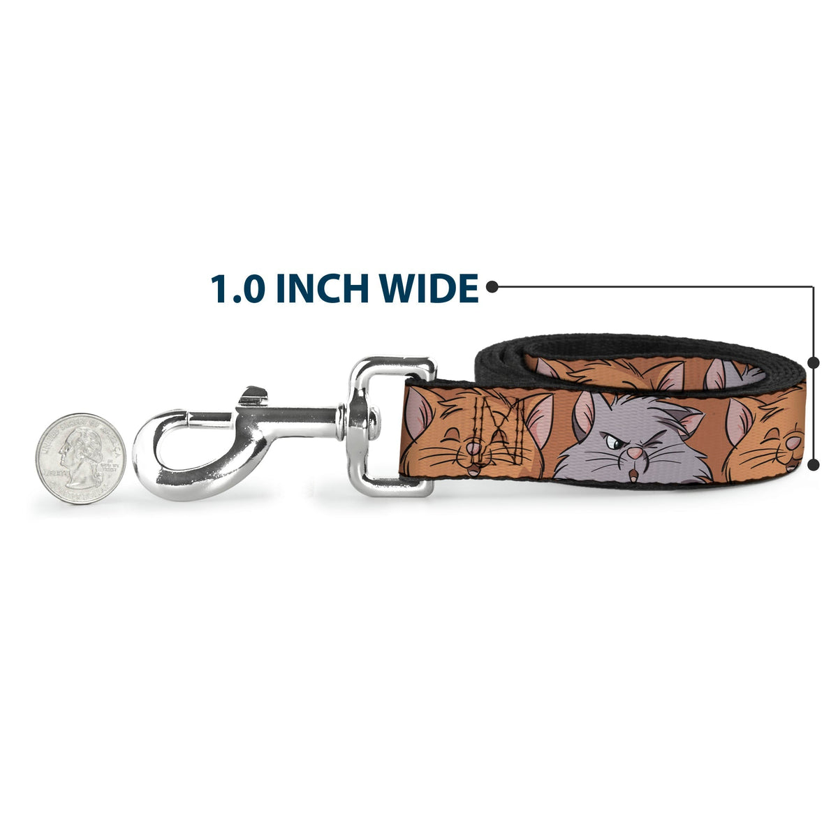 Dog Leash - Aristocats Toulouse and Berlioz Close-Up Faces Orange 