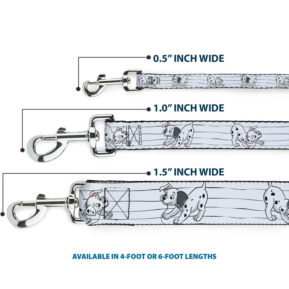 Dog Leash - One Hundred and One Dalmatians Puppies Playing White/Black 