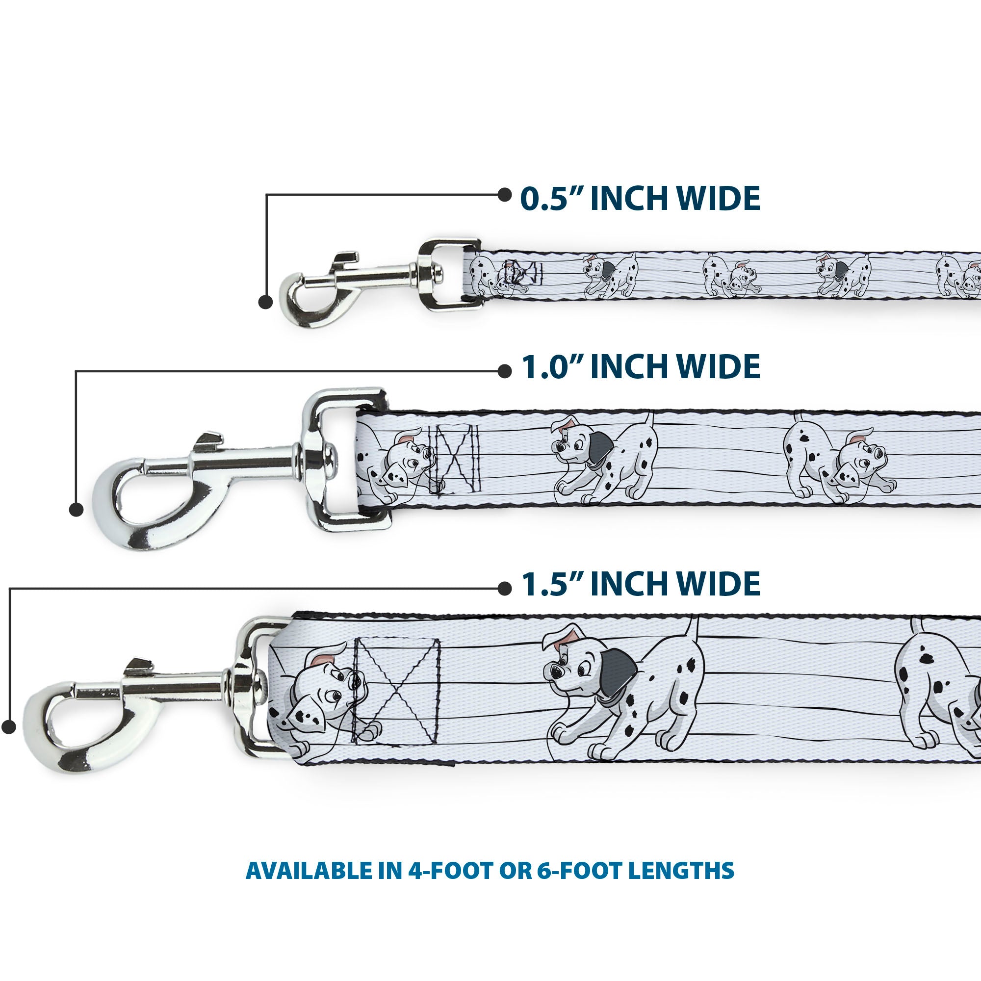 Dog Leash - One Hundred and One Dalmatians Puppies Playing White/Black 