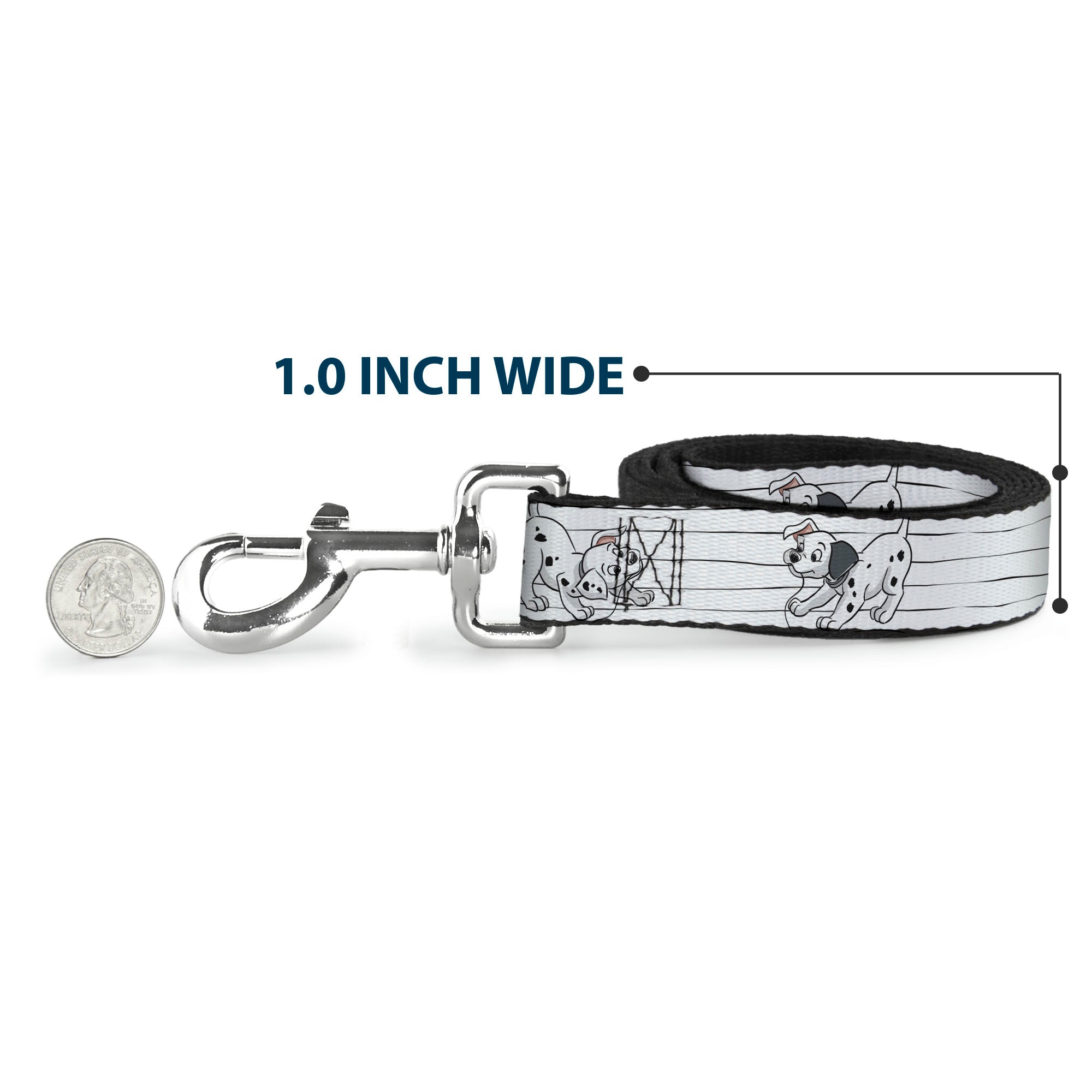 Dog Leash - One Hundred and One Dalmatians Puppies Playing White/Black