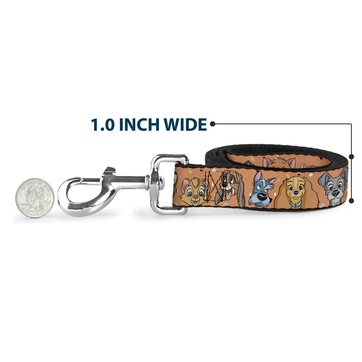 Dog Leash - Disney Cats and Dogs Faces Orange 