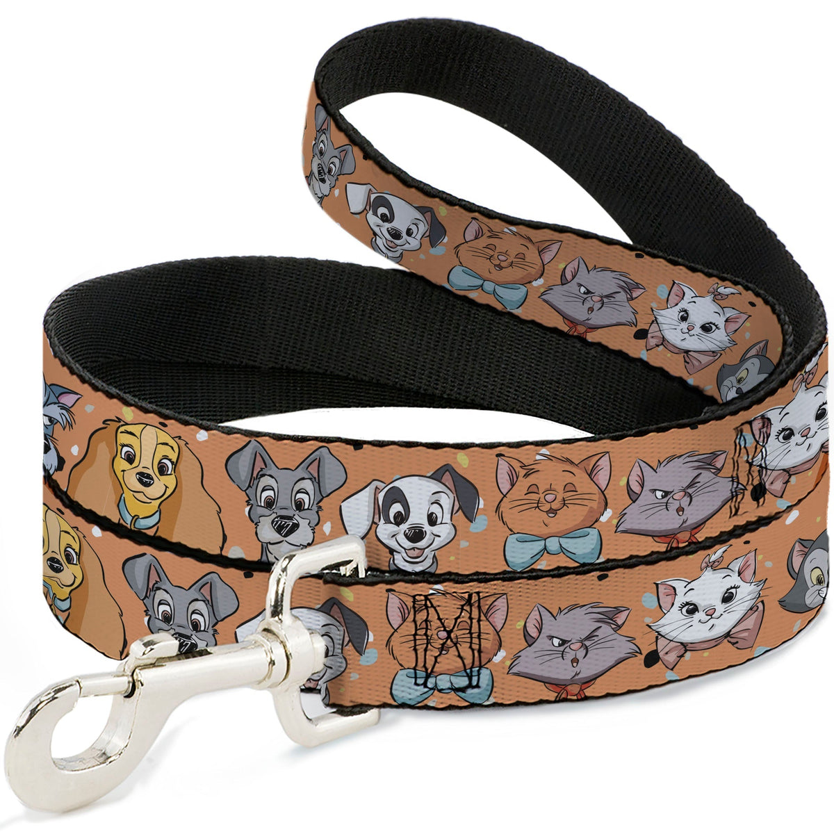 Dog Leash - Disney Cats and Dogs Faces Orange 