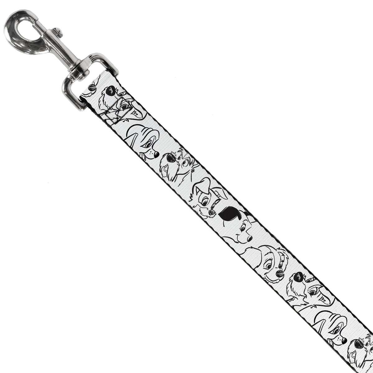 Dog Leash - Disney Dogs Face Outlines White/Black 