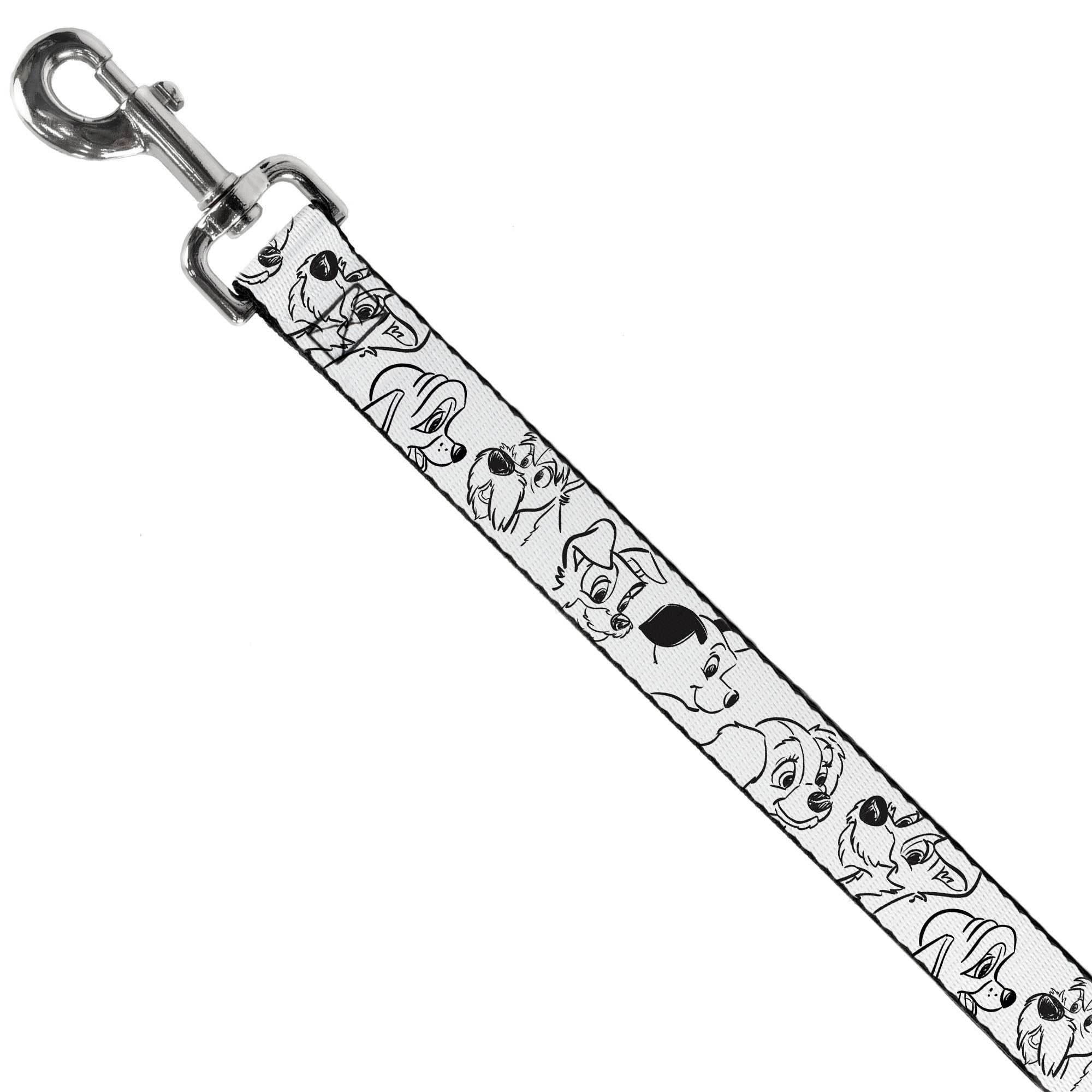 Dog Leash - Disney Dogs Face Outlines White/Black 