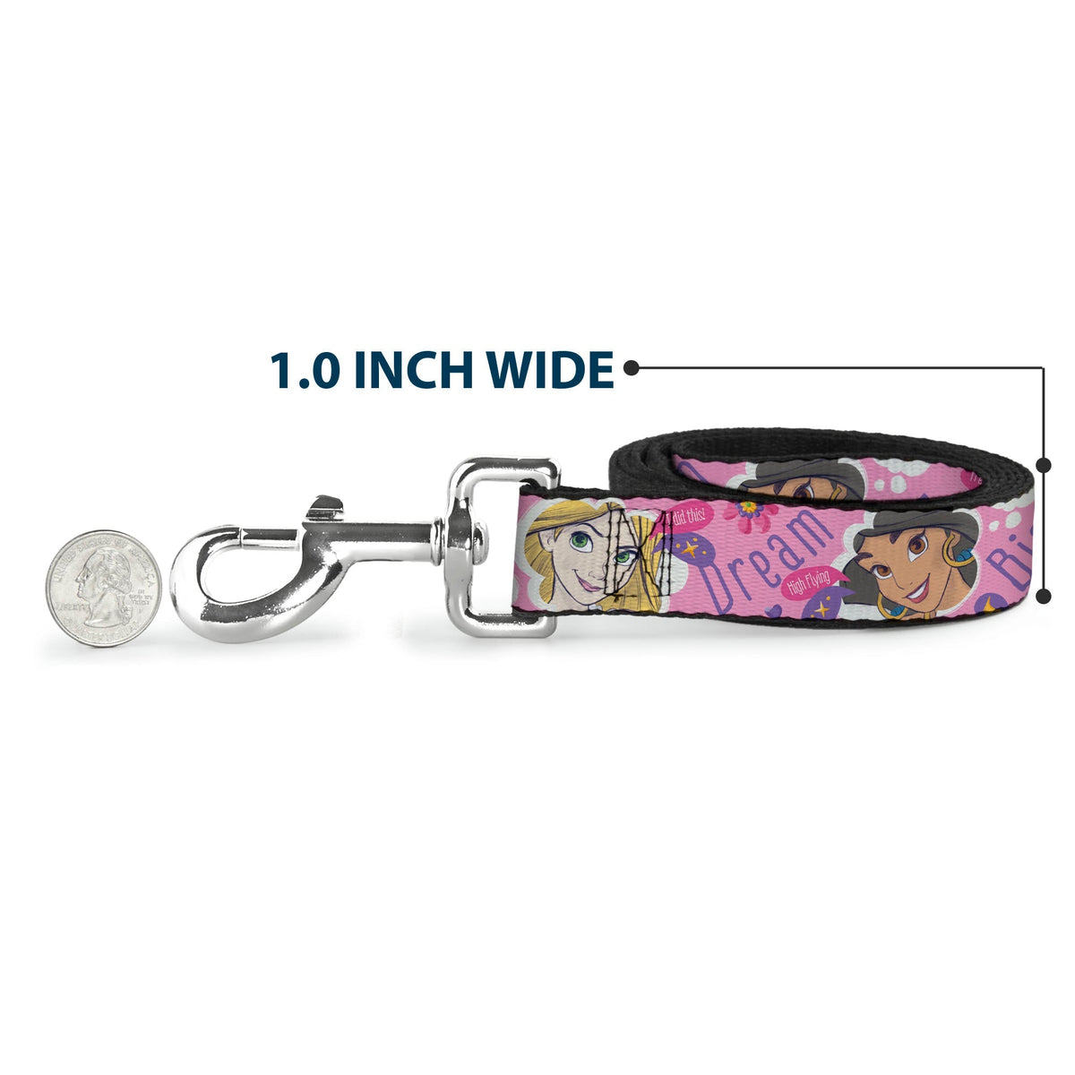 Dog Leash - Disney DREAM BIG PRINCESS Faces Pinks/Purples 