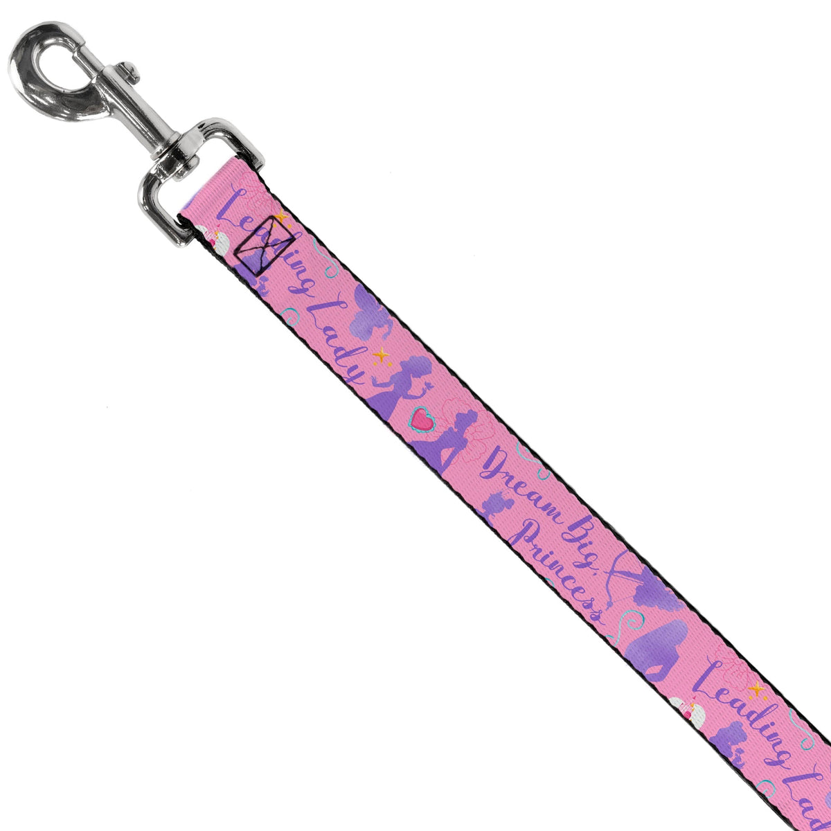Dog Leash - Disney LEADING LADY DREAM BIG PRINCESS Silhouette Poses Pinks/Blues 