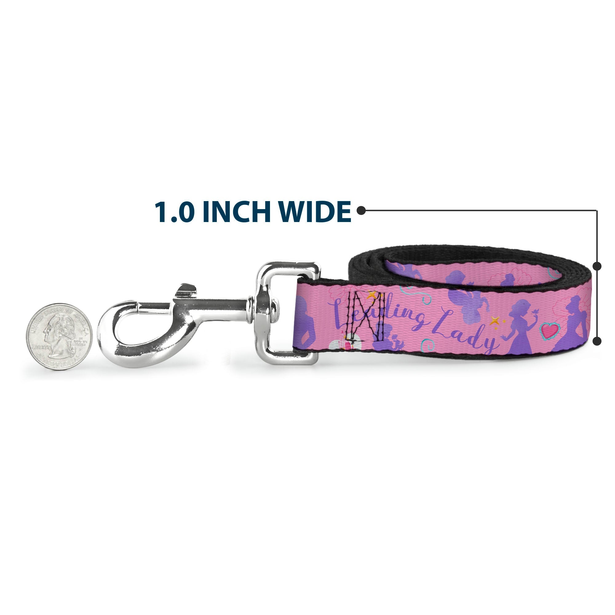 Dog Leash - Disney LEADING LADY DREAM BIG PRINCESS Silhouette Poses Pinks/Blues 