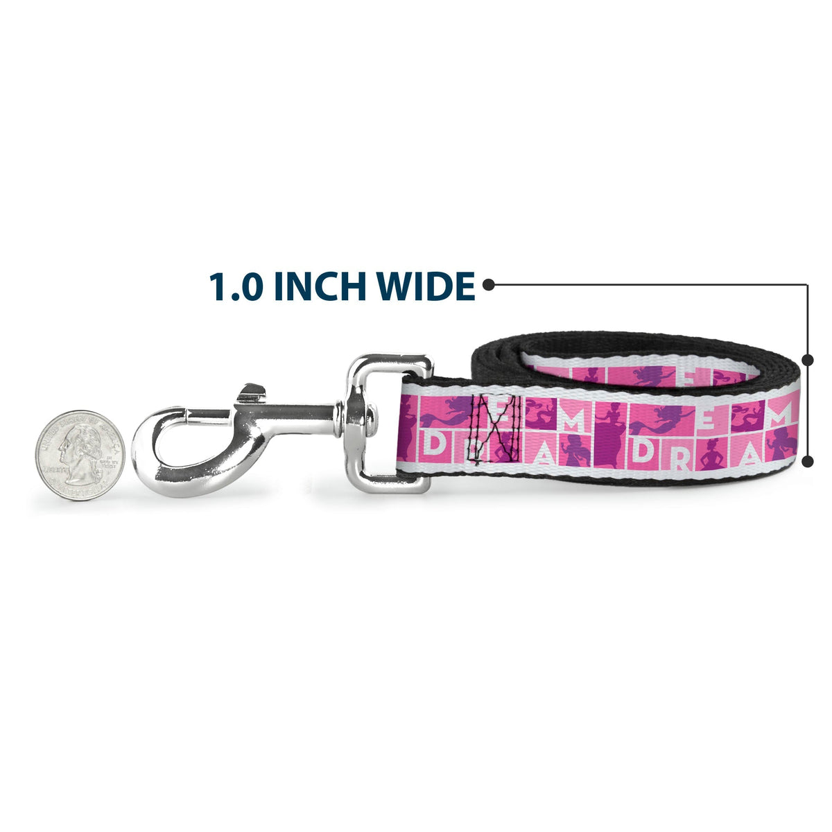 Dog Leash - Disney DREAM Princess Silhouette Poses Pinks/White 