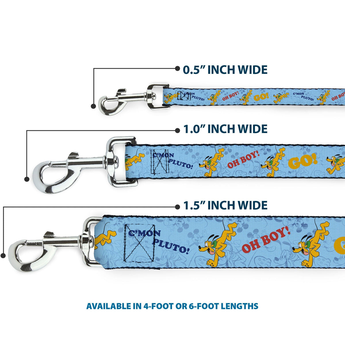Dog Leash - Disney Pluto Poses and Quotes Blues/Red/Yellow 