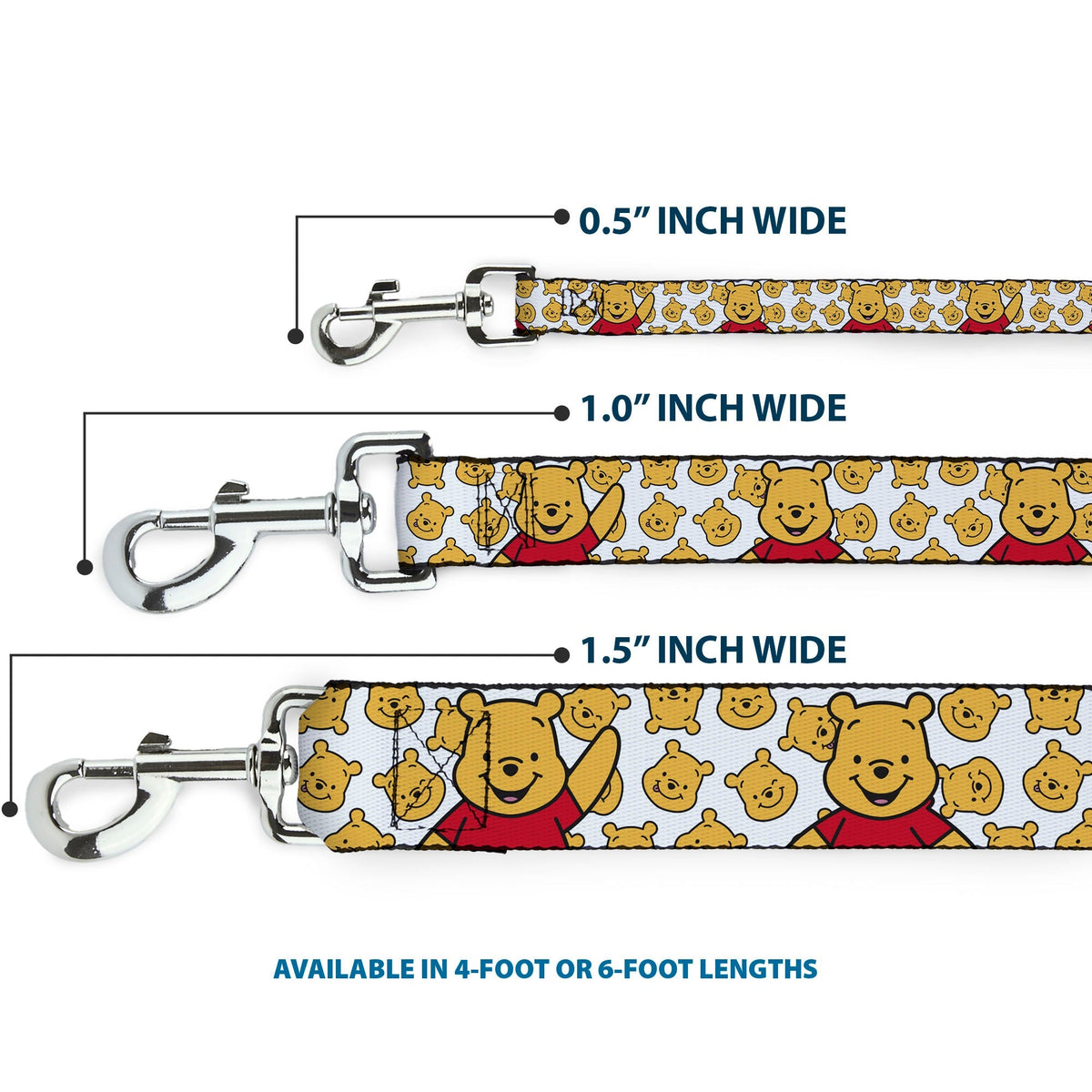 Dog Leash - Winnie the Pooh Chibi Pose and Expressions Scattered White 