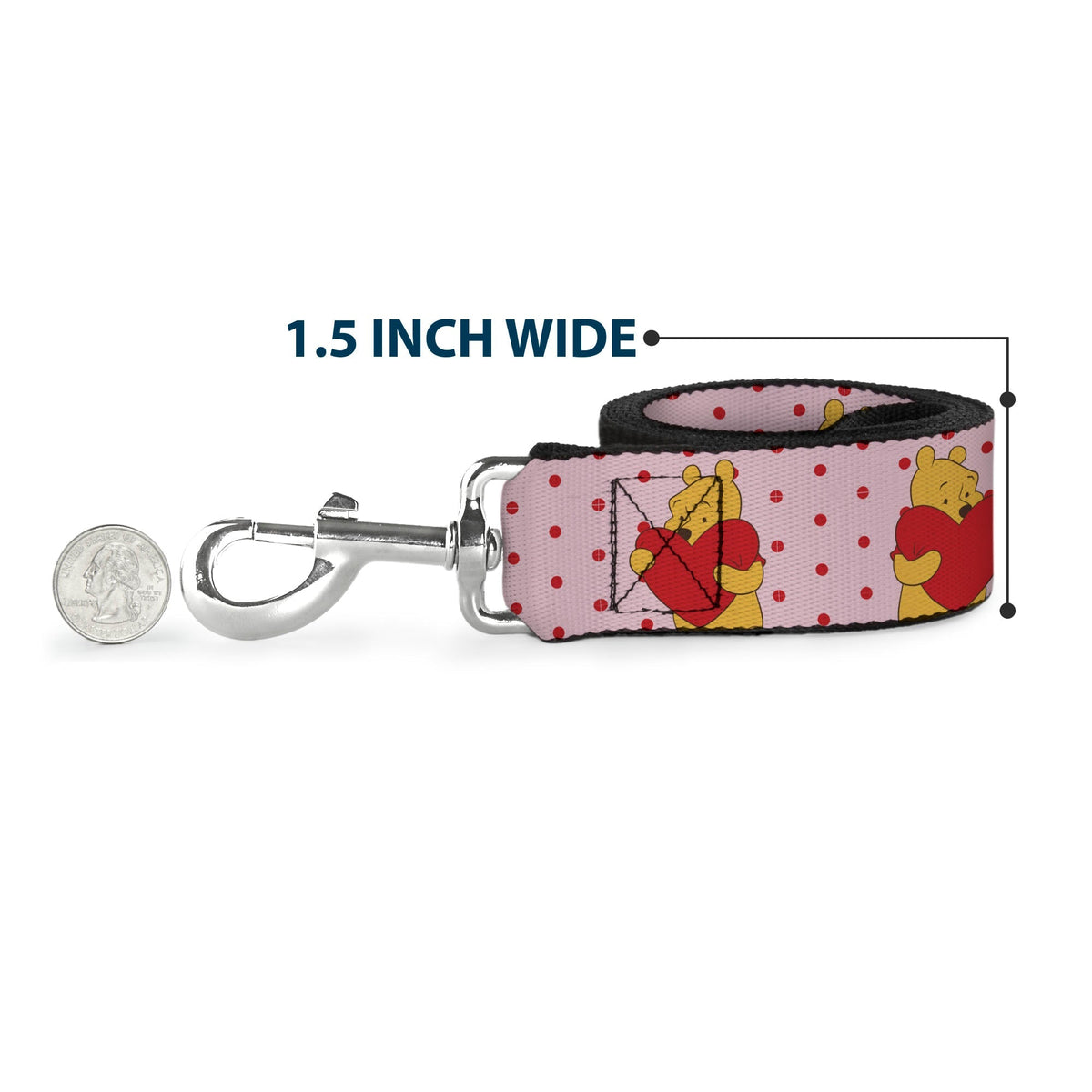 Dog Leash - Winnie the Pooh Peeking Poses Stripe White/Black 