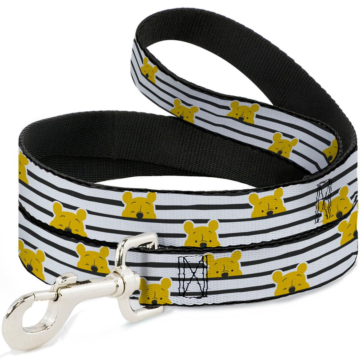 Dog Leash - Winnie the Pooh Peeking Poses Stripe White/Black 