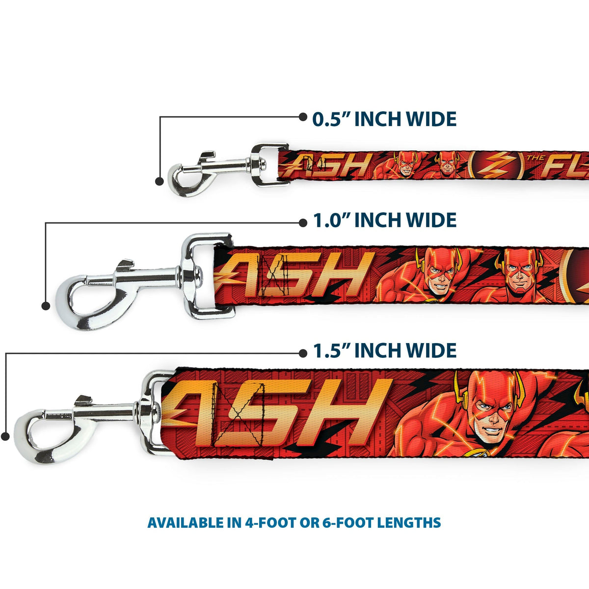 Dog Leash - THE FLASH/Logo3/Poses Black/Red/Gold 