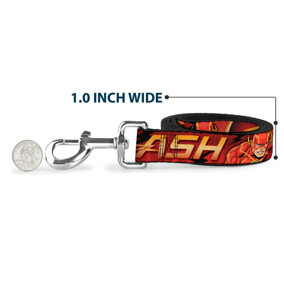 Dog Leash - THE FLASH/Logo3/Poses Black/Red/Gold 