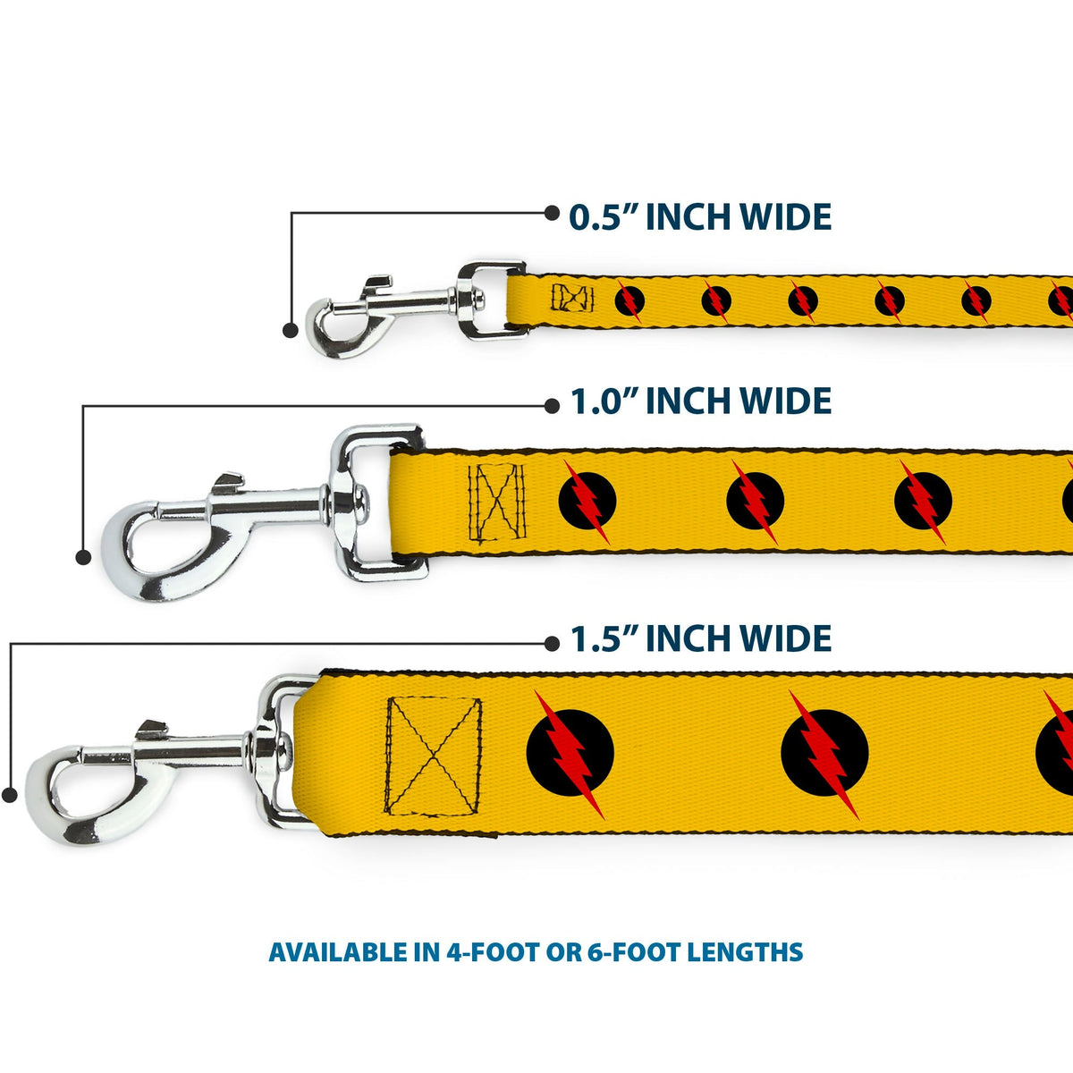 Dog Leash - Reverse Flash Logo Golden Yellow/Black/Red 