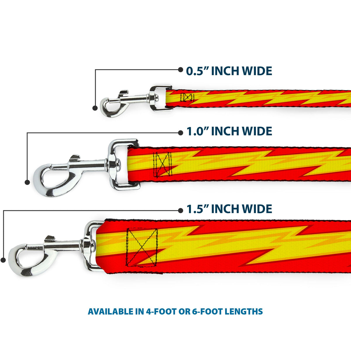 Dog Leash - The Flash Bolt Stripe Reds/Yellows - HT Animal Supply