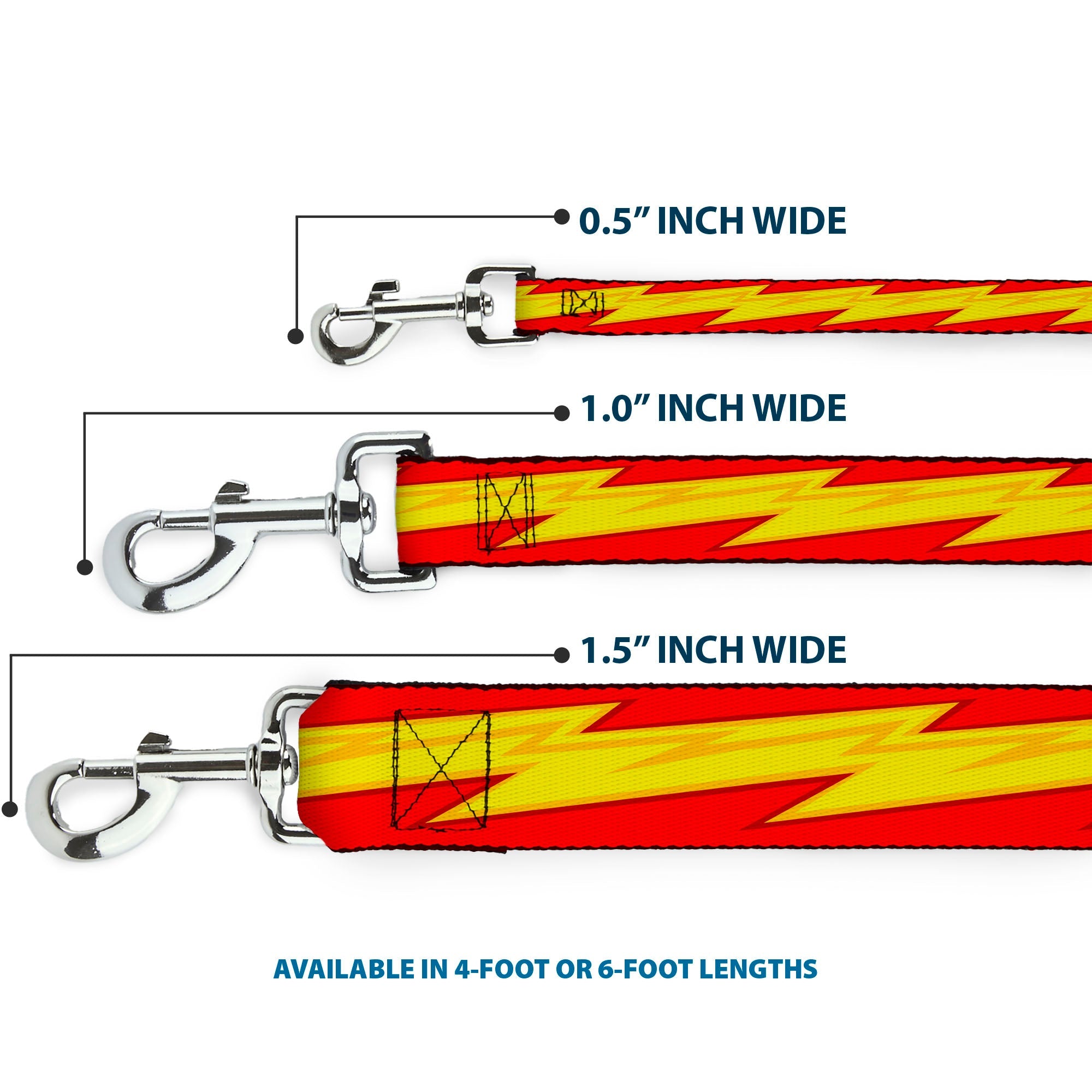 Dog Leash - The Flash Bolt Stripe Reds/Yellows - HT Animal Supply