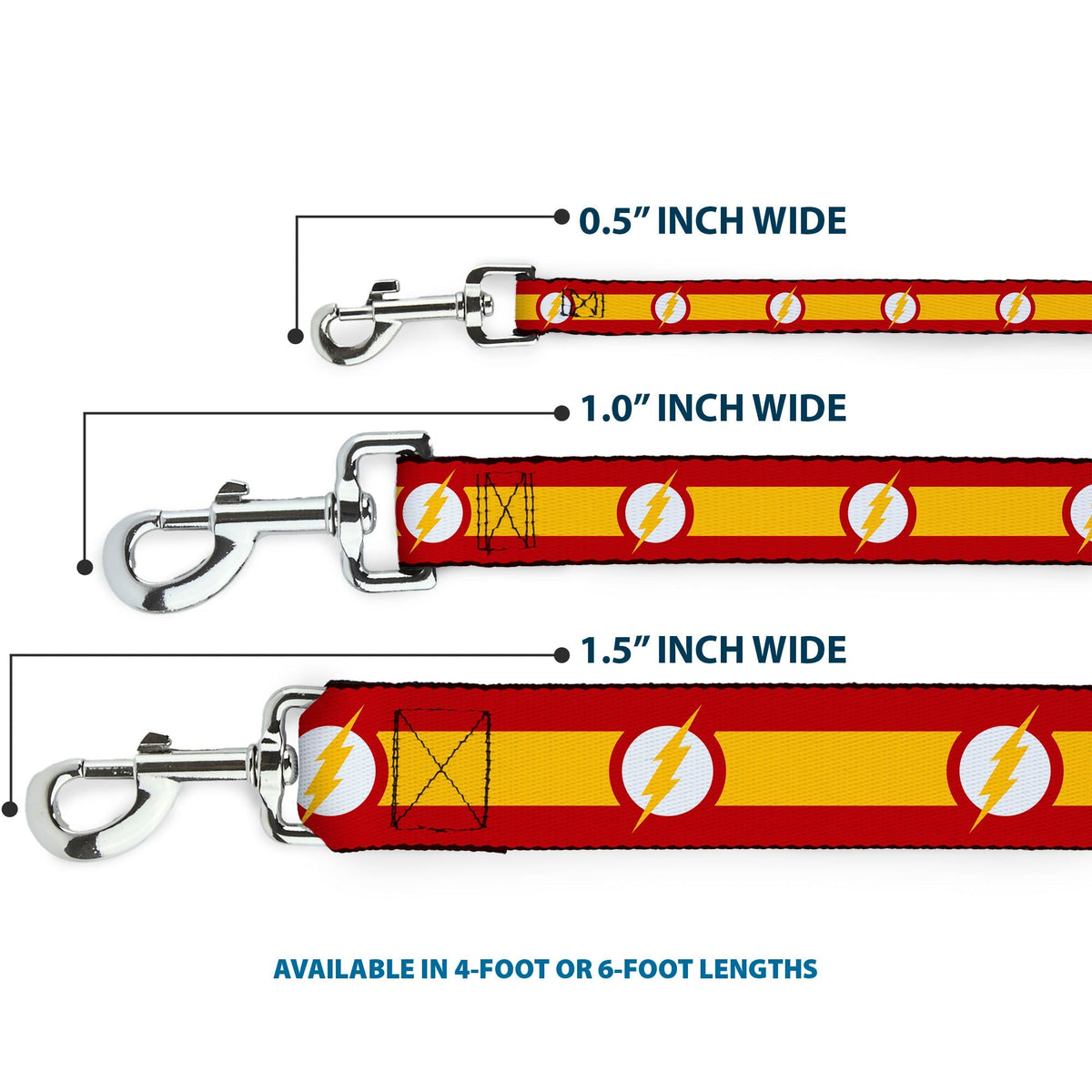 Dog Leash - The Flash Logo7/Stripe Red/White/Yellow 