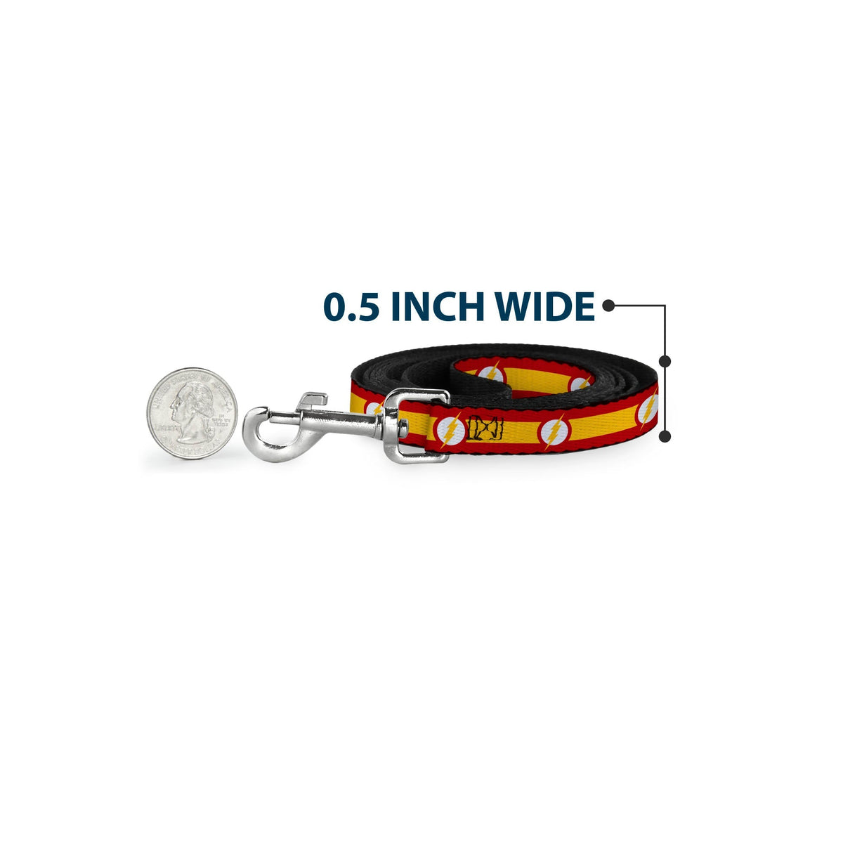 Dog Leash - The Flash Logo7/Stripe Red/White/Yellow 