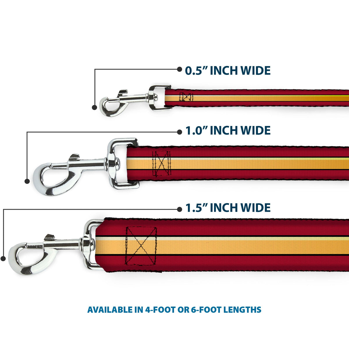 Dog Leash - The Flash Stripe Burgundy/Gold 