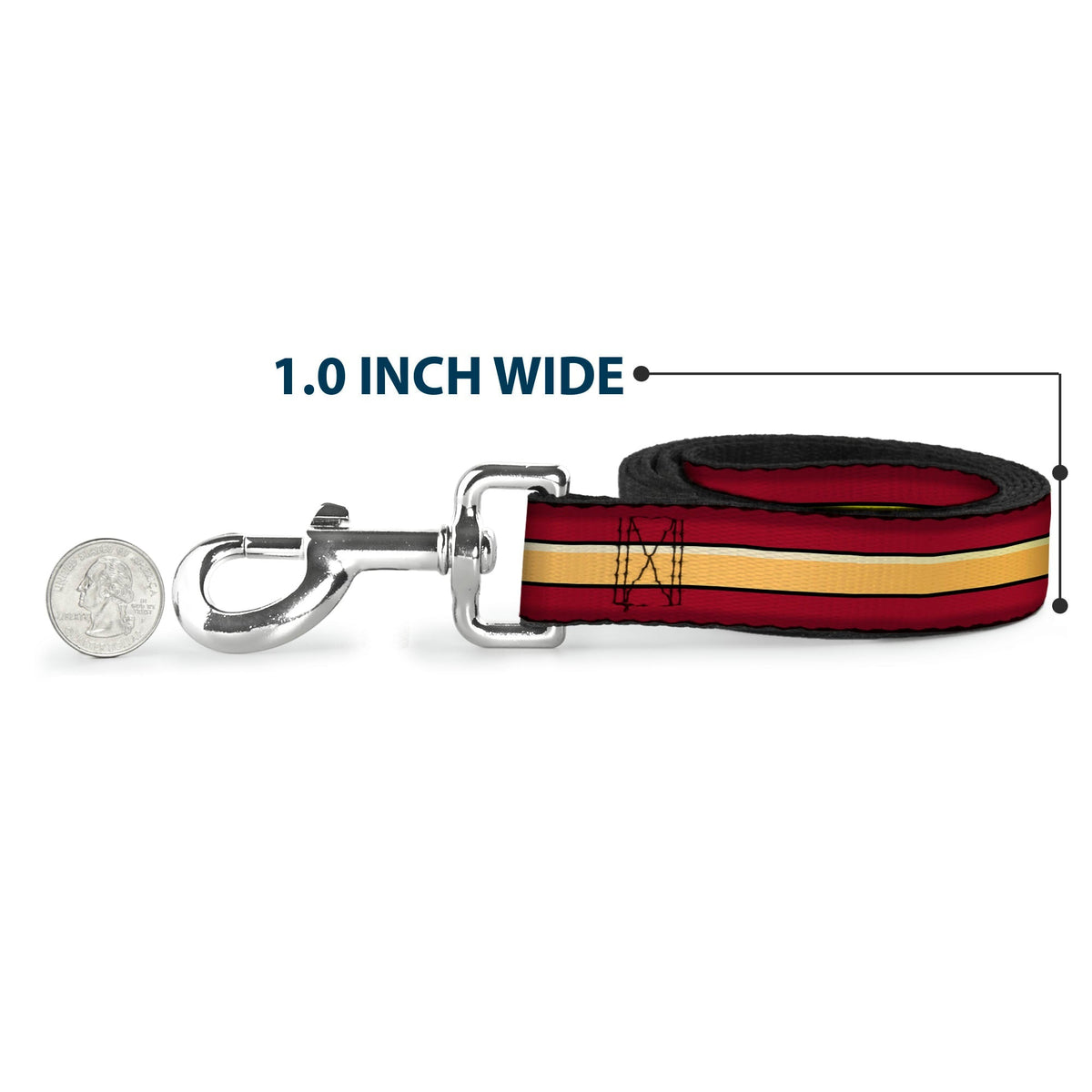 Dog Leash - The Flash Stripe Burgundy/Gold 