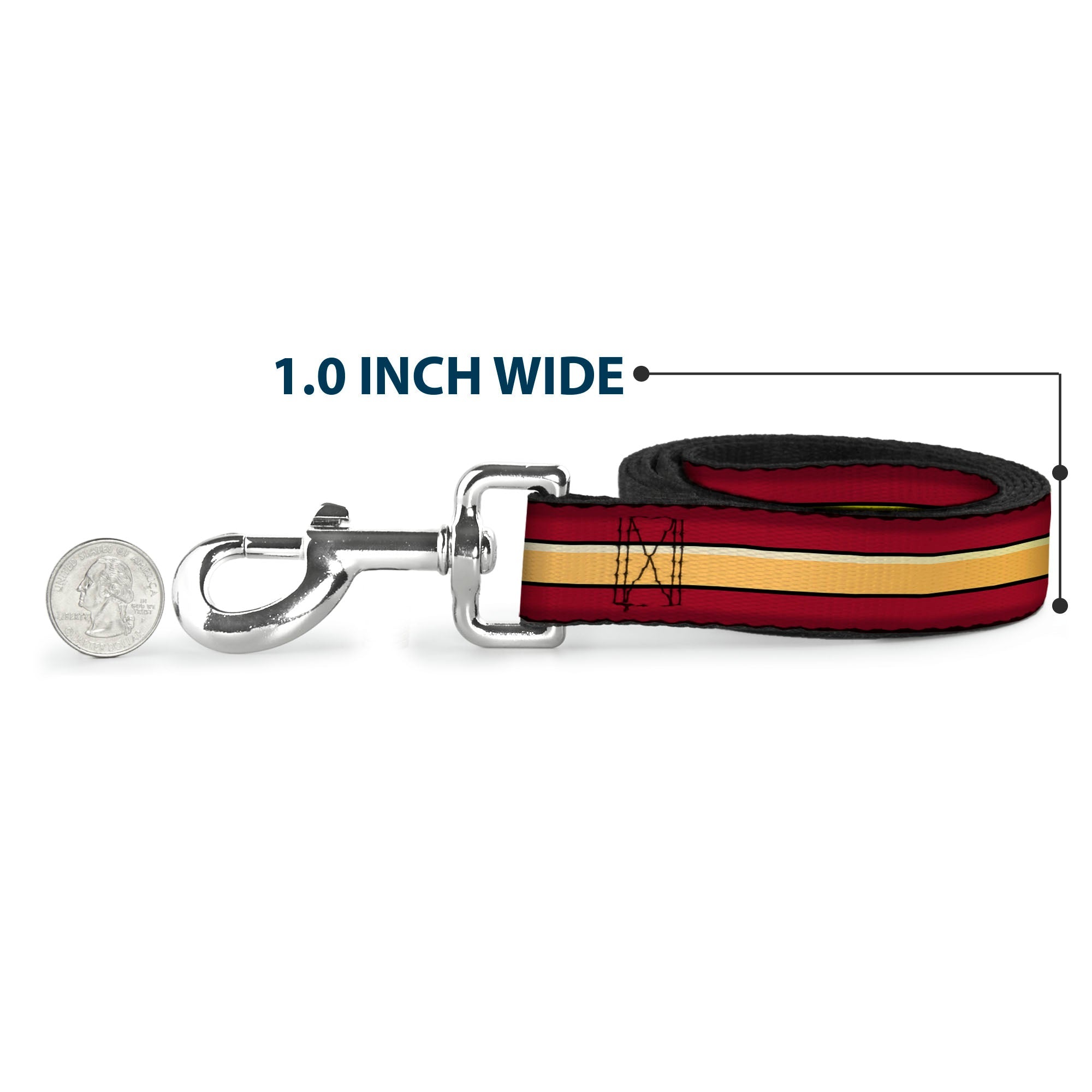 Dog Leash - The Flash Stripe Burgundy/Gold 