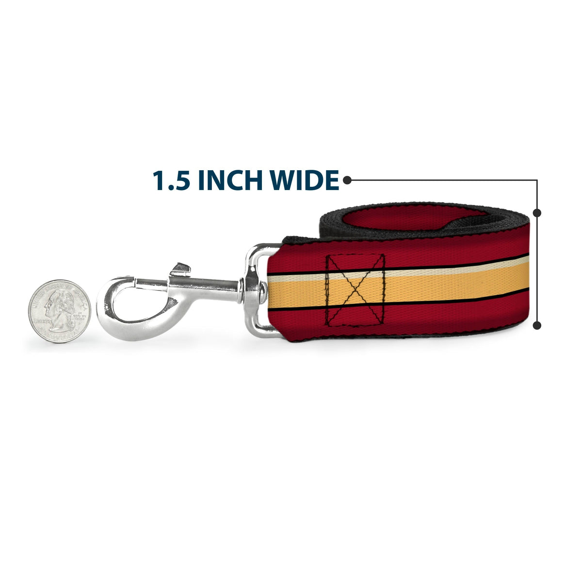 Dog Leash - The Flash Stripe Burgundy/Gold 