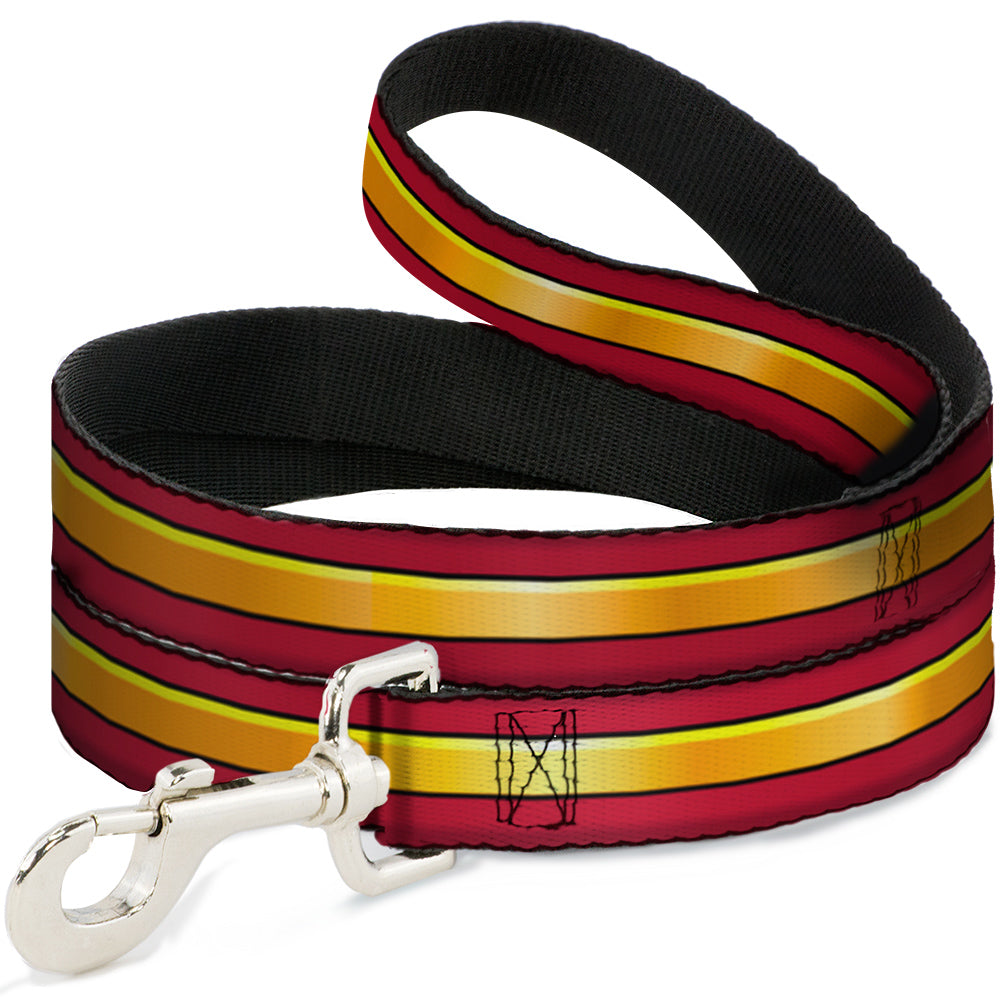 Dog Leash - The Flash Stripe Burgundy/Gold 
