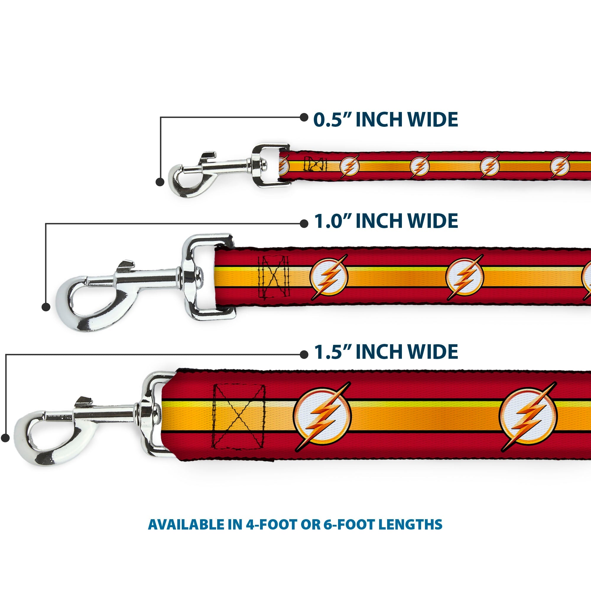 Dog Leash - The Flash Logo11/Stripe Burgundy/Black/Gold/White - HT Animal Supply