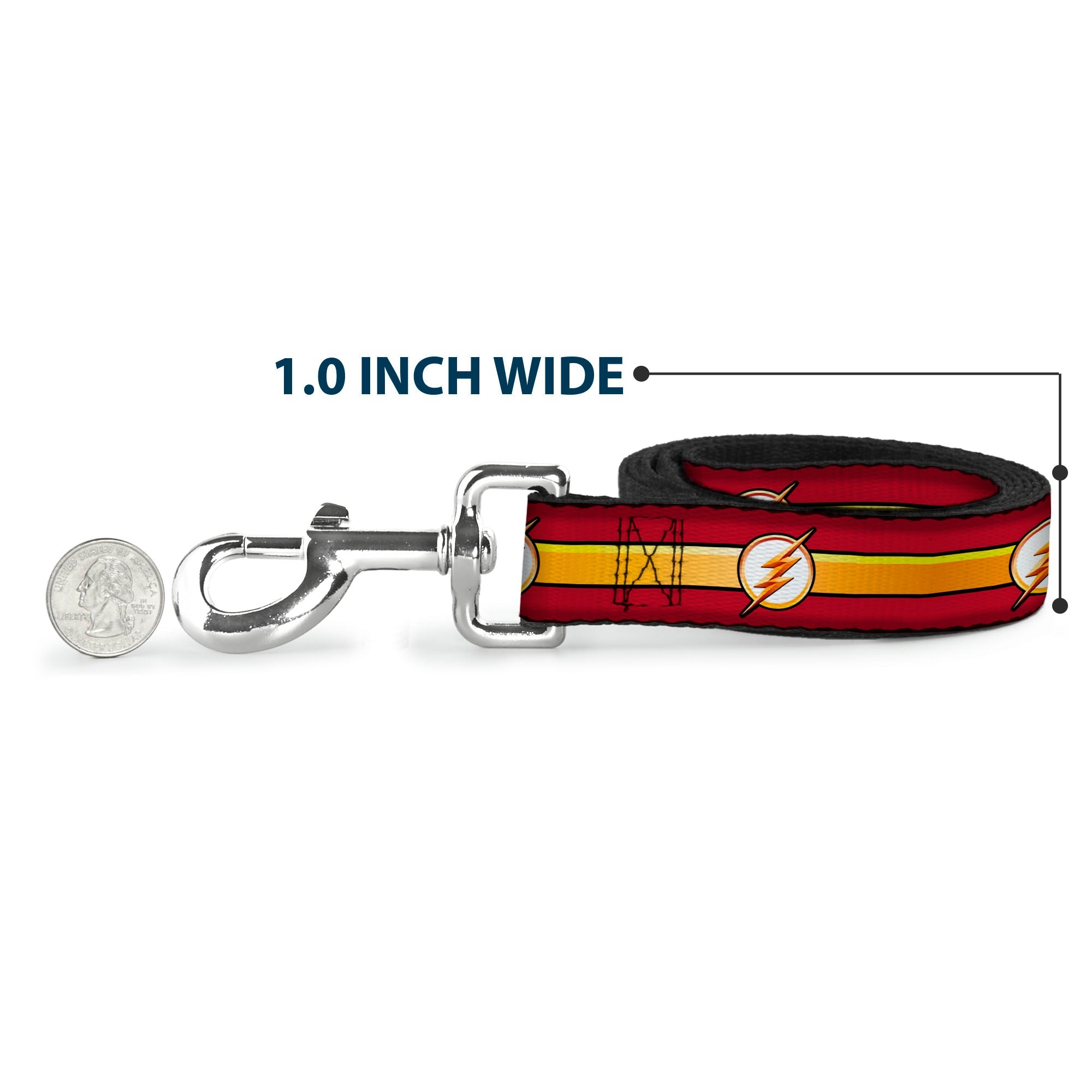 Dog Leash - The Flash Logo11/Stripe Burgundy/Black/Gold/White - HT Animal Supply