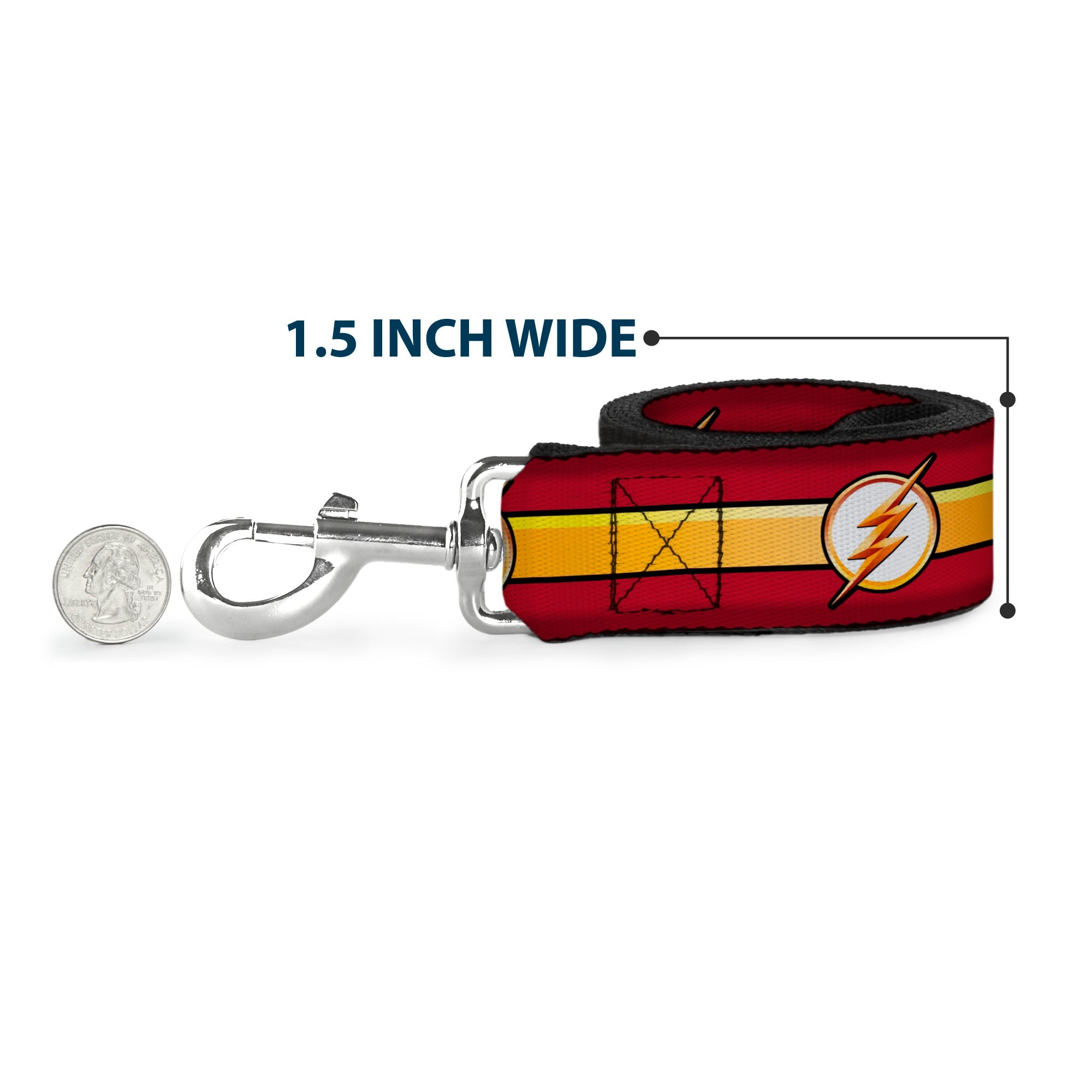 Dog Leash - The Flash Logo11/Stripe Burgundy/Black/Gold/White - HT Animal Supply