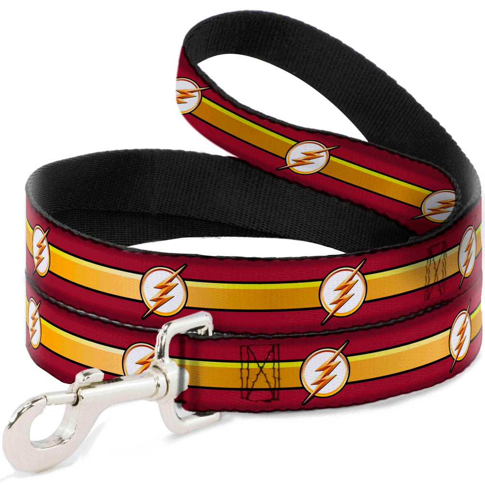 Dog Leash - The Flash Logo11/Stripe Burgundy/Black/Gold/White - HT Animal Supply